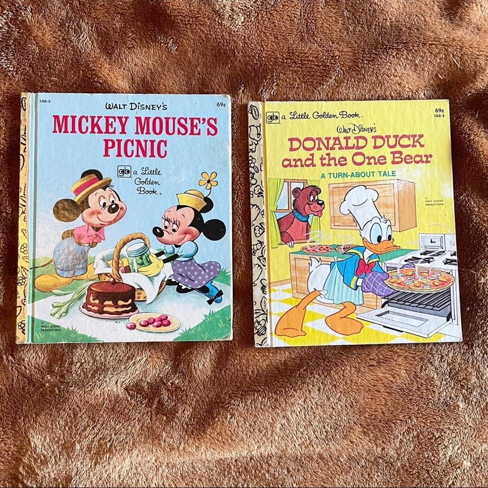 Lot of 2 RARE HTF DISNEY Little Golden Books